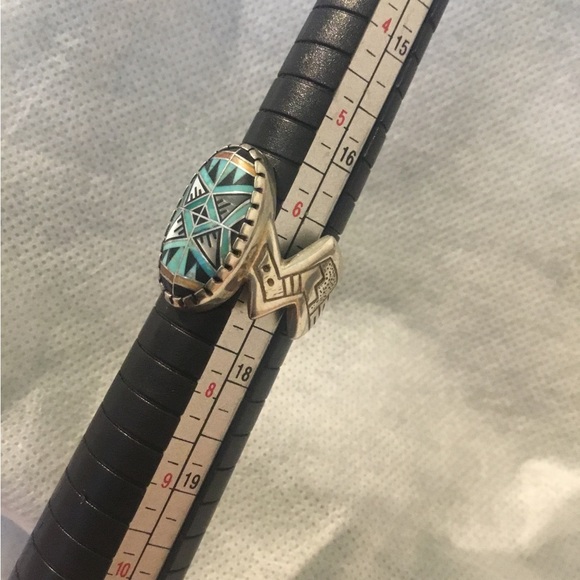 Roderick & Marilyn Tenorio SS Gemstone Inlay Ring - Picture 6 of 16